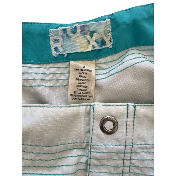 Y2K ROXY Quiksilver Women's Board Shorts Size 3 White Blue Surf Swim Vintage - Picture 3 of 7